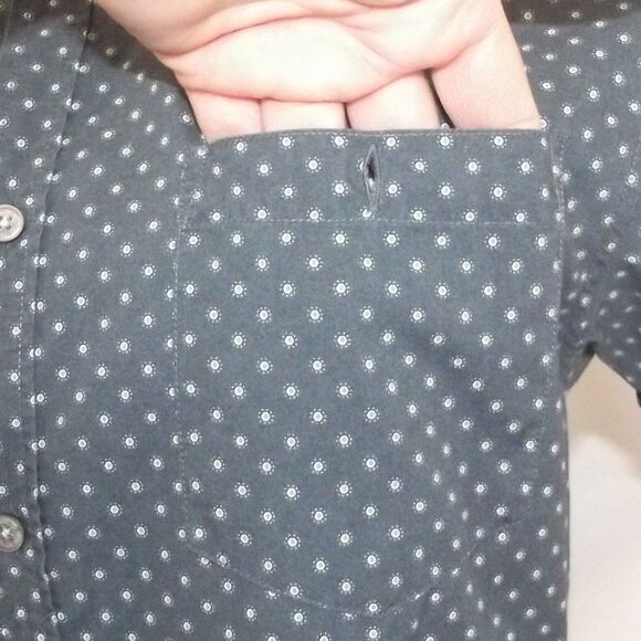 Ted Baker Shirt, 3/M, Blue/Small dots, THAMES, Button down collar, Short sleeve - Picture 7 of 14